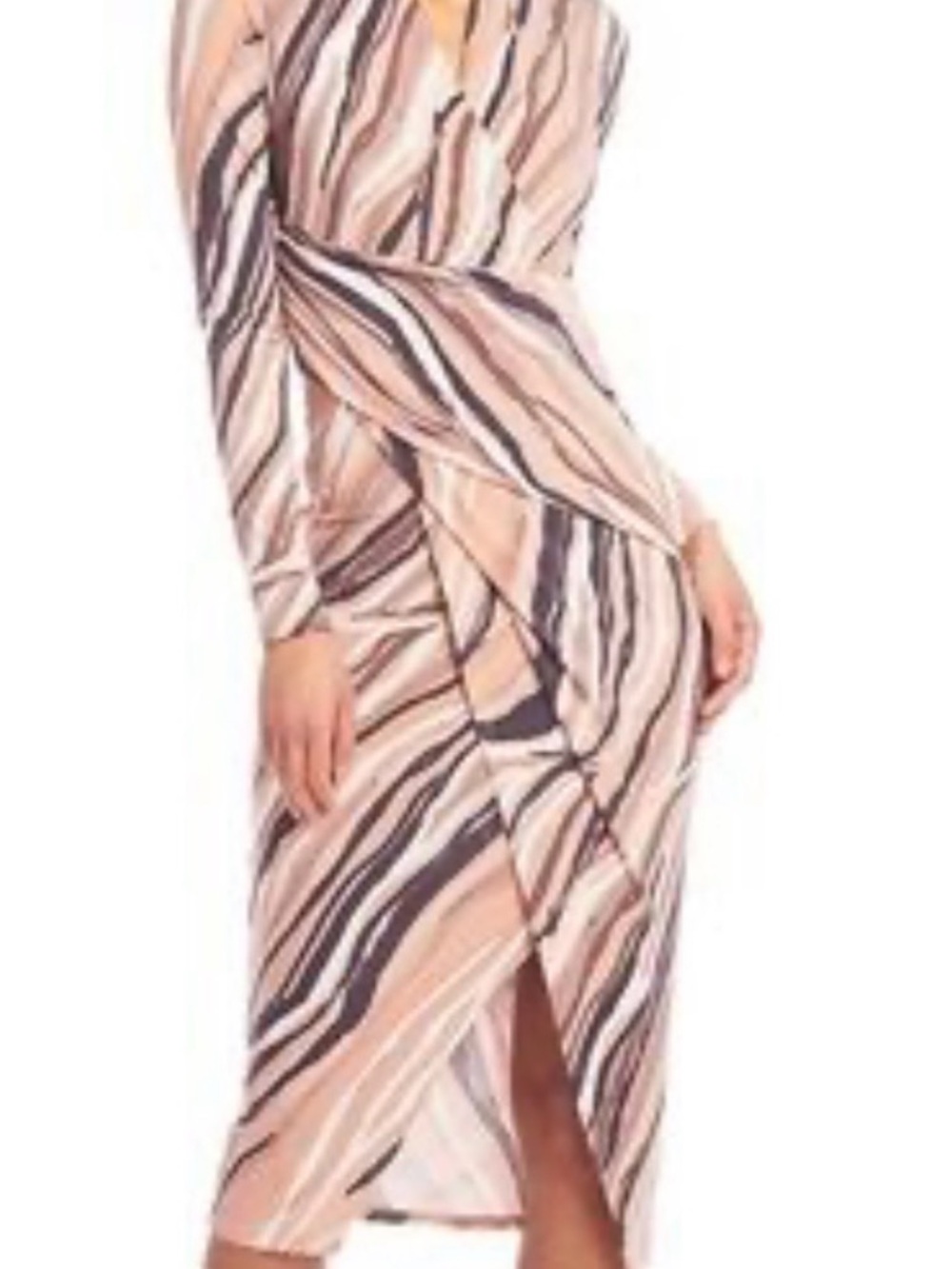 RACHEL Rachel Roy Brown Striped Wrap Midi Dress